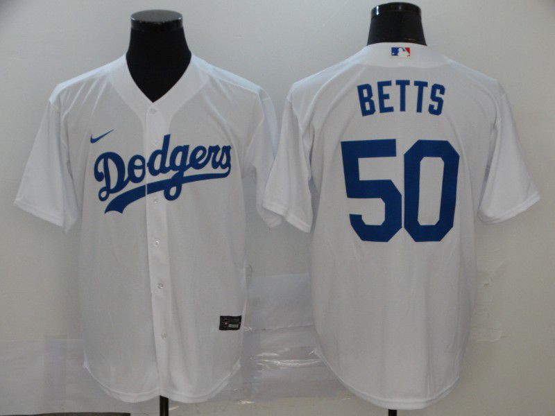 Men Los Angeles Dodgers #50 Betts White Game Nike MLB Jerseys